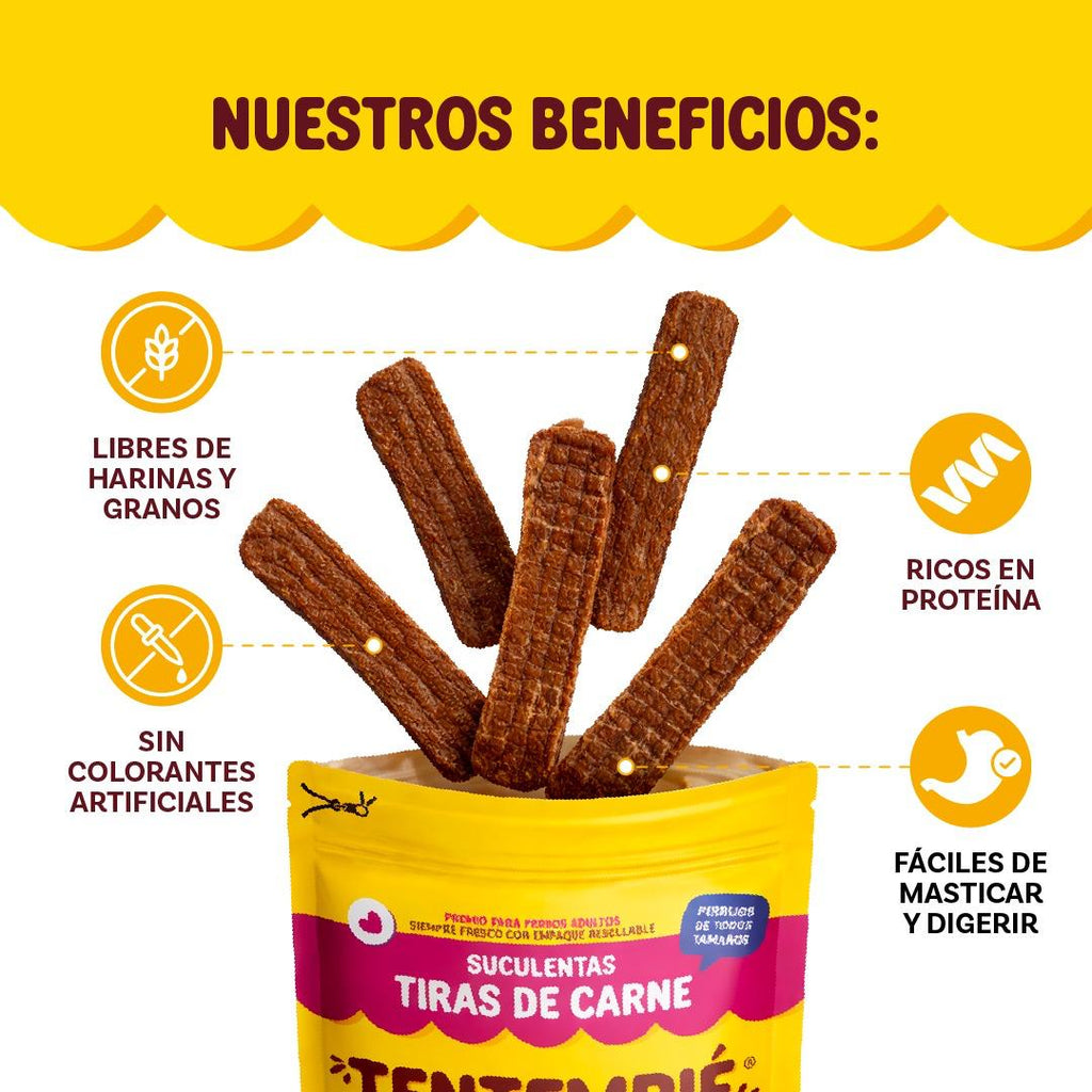 🐶 Tiras de Carne Tentempié | Snack Natural para Perros | 70 g