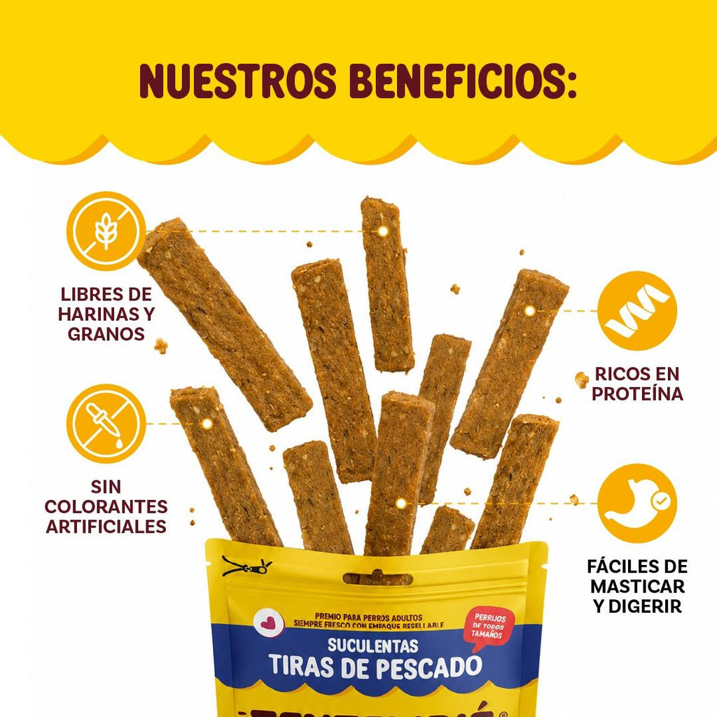 🐶 Tiras de Pescado Tentempié | Snack Natural para Perros | 70 g